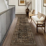 Garvee Vintage Runner Rug 2x6 Hallway Runner Rug Washable Entryway Rug Runner Oriental Floral Print Accent Rug Indoor Soft Floor Mat for Laundry Low Pile Non Slip Bedside Kitchen Runner Rug - Brown