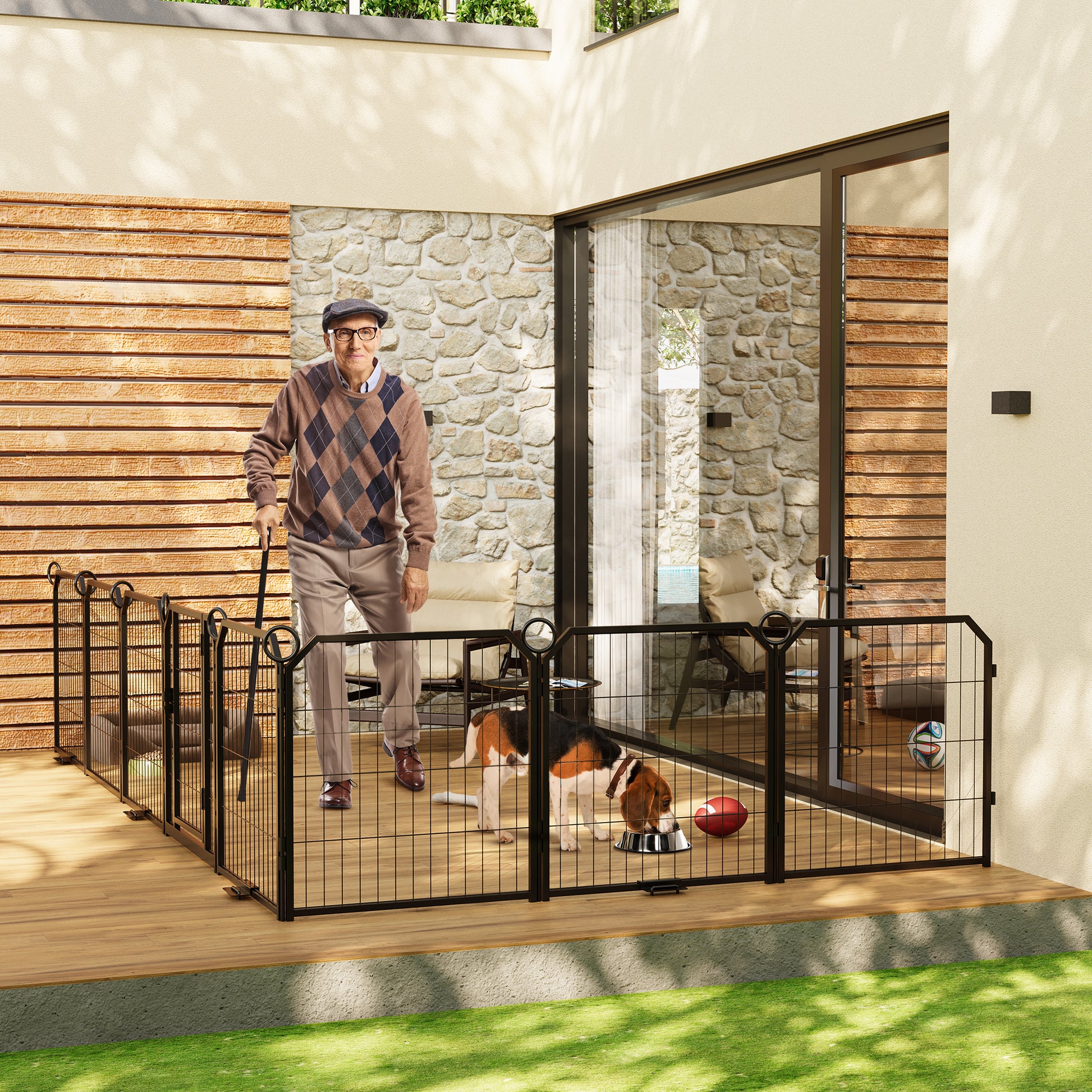 Garvee Dog Playpen Outdoor, 32 inch 8 Panels Dog Pen Indoor Heavy Duty Puppy Exercise Pen Metal Pet Fence for RV Camping/Yard/Garden