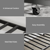 Garvee Twin Daybed with Trundle, Metal Sofa Single Bed Frame with Heavy Duty Metal Slats & Headboard, No Box Spring Needed, Multifunctional Platform Bed for Bedroom, Guest Room, Black