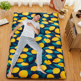 Garvee Full Size Futon Mattress, Portable Tatami Floor Mat Sleeping Pad, Modern Roll Up Thick Lemon Pattern Japanese Mattress for Guest Room, Camping, Dormitory, Dark Blue (53" x 80") - Navy Blue