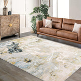 Garvee Machine Washable Non-Slip Rubberback Runner Abstract Geometric Print Rug for Hallway Bedroom Living Room 10x13 Grey - Gray