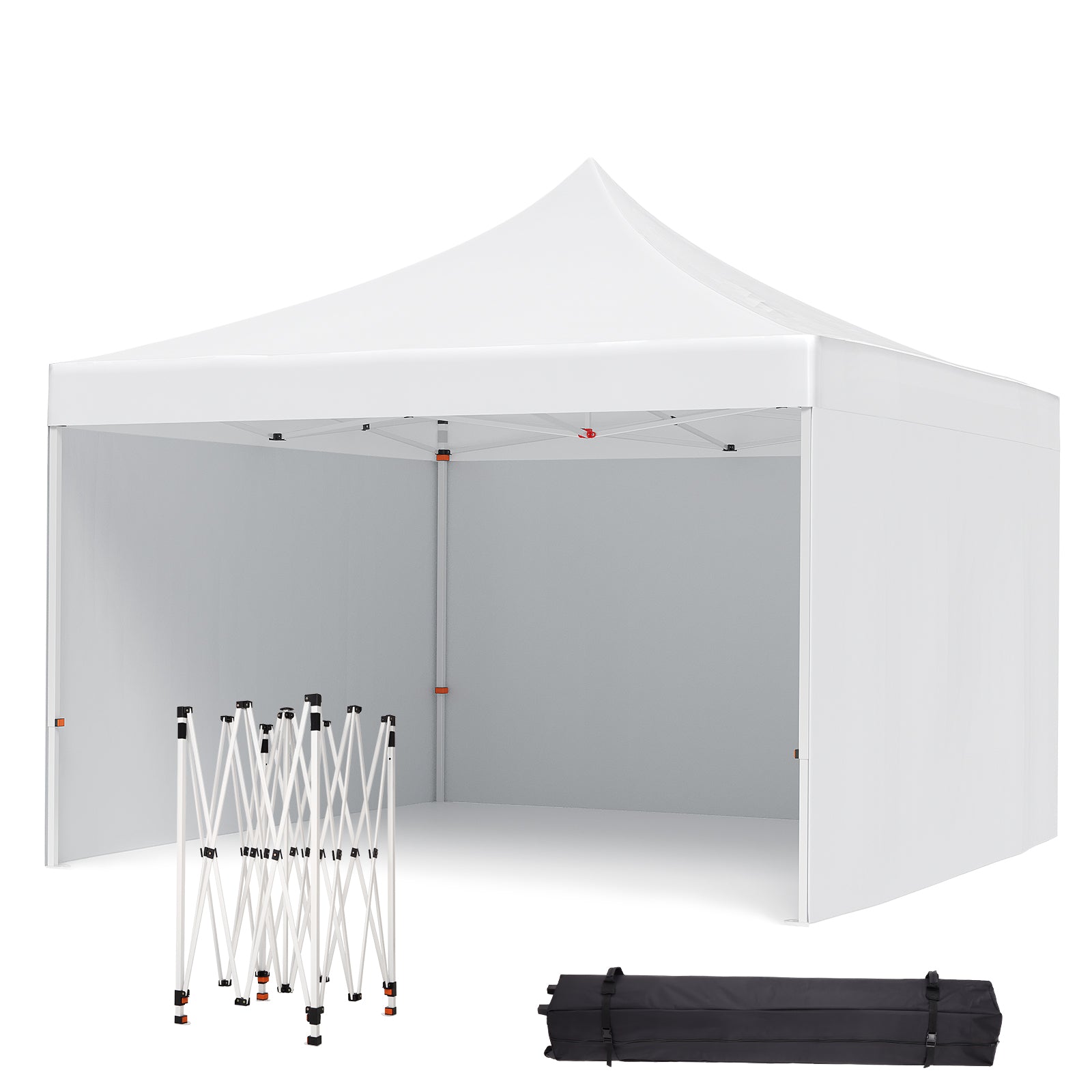 Garvee 10'x10' Instant Pop-Up Canopy Tent - Waterproof, Windproof & UV-Proof Gazebo w/3 Sidewalls, Wheeled Bag & Pegs (White)