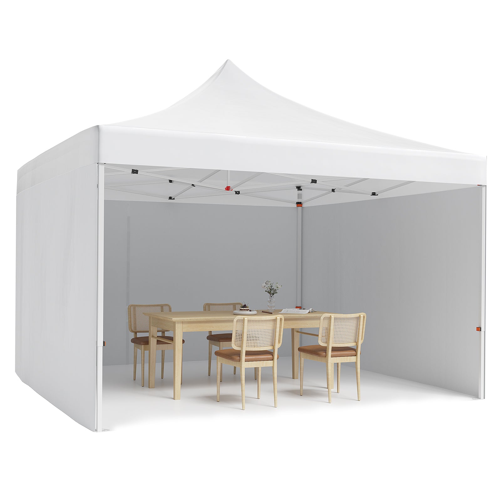 Garvee 10'x10' Instant Pop-Up Canopy Tent - Waterproof, Windproof & UV-Proof Gazebo w/3 Sidewalls, Wheeled Bag & Pegs (White)