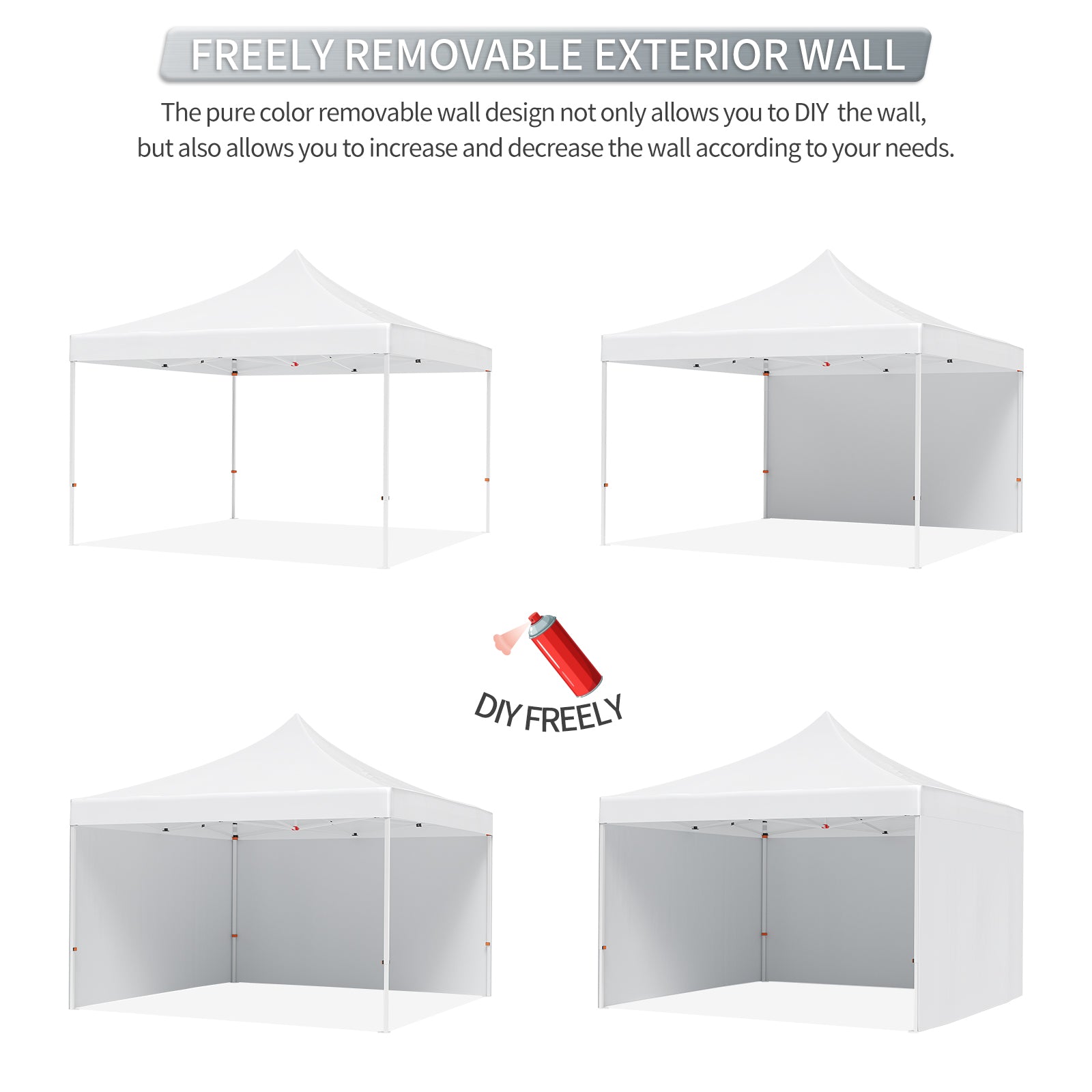 Garvee 10'x10' Instant Pop-Up Canopy Tent - Waterproof, Windproof & UV-Proof Gazebo w/3 Sidewalls, Wheeled Bag & Pegs (White)