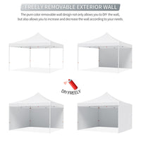 Garvee 10'x10' Instant Pop-Up Canopy Tent - Waterproof, Windproof & UV-Proof Gazebo w/3 Sidewalls, Wheeled Bag & Pegs (White)