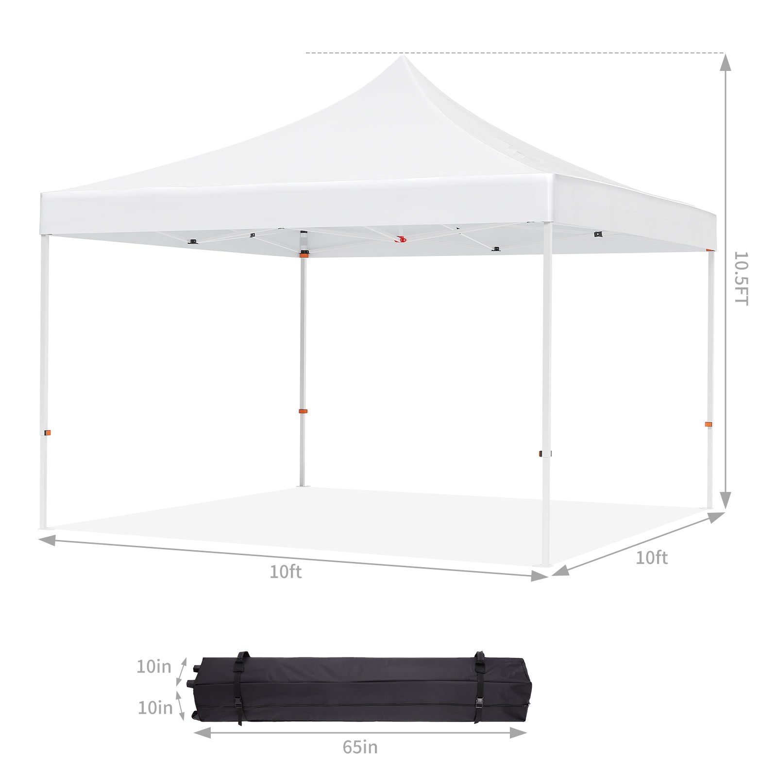 Garvee 10'x10' Instant Pop-Up Canopy Tent - Waterproof, Windproof & UV-Proof Gazebo w/3 Sidewalls, Wheeled Bag & Pegs (White)