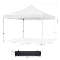 Garvee 10'x10' Instant Pop-Up Canopy Tent - Waterproof, Windproof & UV-Proof Gazebo w/3 Sidewalls, Wheeled Bag & Pegs (White)