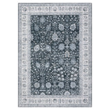 Garvee 6x9 Soft Washable Area Rug Vintage Floral Area Rug Low Pile Thin Floor Carpet Non Shedding Non Slip Rug, Distressed Oriental Rug for Living Room, Bedroom, Black - Black