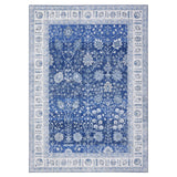 Garvee 10x13 Large Vintage Floral Area Rug Soft Washable Thin Non Slip Non Shedding Low Pile Floor Carpet, Distressed Oriental Rug, Printed Rug for Bedroom, Living Room, Office, Blue - Blue