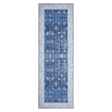 Garvee 2x6 Vintage Floral Runner Rug Distressed Blue Hallway Runner Non Slip Non Shedding Kitchen Runner, Low Pile Thin Floor Carpet, Soft Washable Oriental Rug for Bedside, Laundry