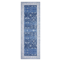 Garvee 2x6 Vintage Floral Runner Rug Distressed Blue Hallway Runner Non Slip Non Shedding Kitchen Runner, Low Pile Thin Floor Carpet, Soft Washable Oriental Rug for Bedside, Laundry