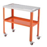 Garvee 36"x18" Welding Table, 1200lbs Load Capacity Heavy Duty SteeL Workbench with Wheels, Portable Welding Cart with 4 Tool Slots and Tool Tray for Garage, Shop