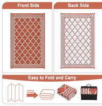 Garvee Outdoor Brick Red 9x12 Rug, Waterproof Reversible Plastic Straw Rug UV Resistant Easy Clean with Carry Bag & Stakes for Patio Camping