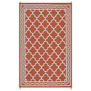 Garvee Outdoor Brick Red 9x18 Large Waterproof Reversible Plastic Straw Rugs, Easy Cleaning Patio Camping Carpet, All-Weather Outside Rugs for RV Patio Porch Deck Balcony