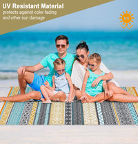 Garvee Outdoor Teal & Yellow 9x18 Rug, Waterproof Patio Mat, Reversible, Durable Polypropylene, UV Resistant, Lightweight, Portable, for Camping, RV, Backyard