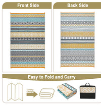Garvee Outdoor Teal & Yellow 5x8 Rugs, Waterproof Reversible Geometric Pattern Polypropylene UV Resistant Portable with Carry Bag for Patio Camping