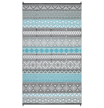 Garvee Outdoor Blue & Gray 10x14 Plastic Straw Rug Reversible Sage Green Patio Mat Flower Modern Design Waterproof Durable PP Tube Plastic Lightweight Portable Easy Clean for RV Backyard Deck Camping Picnic