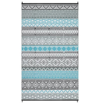 Garvee Outdoor Blue & Gray 10x14 Plastic Straw Rug Reversible Sage Green Patio Mat Flower Modern Design Waterproof Durable PP Tube Plastic Lightweight Portable Easy Clean for RV Backyard Deck Camping Picnic