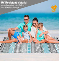 Garvee Outdoor Blue & Gray 6x9 Rugs Waterproof Reversible Durable Polypropylene UV Resistant Portable with Carry Bag for Patio Camping RV