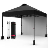 Garvee 10'x10' Pop Up Tent, Pop Up Canopy With Sidewall, UPF 50+, Easy to Set Up Outdoor Canopy, Adjustable Portable Gazebo for Parties, Camping, Gazebo With Wheel Cover Bag, 4 Sand Bags, 4 Ropes and 8 Spikes - Black