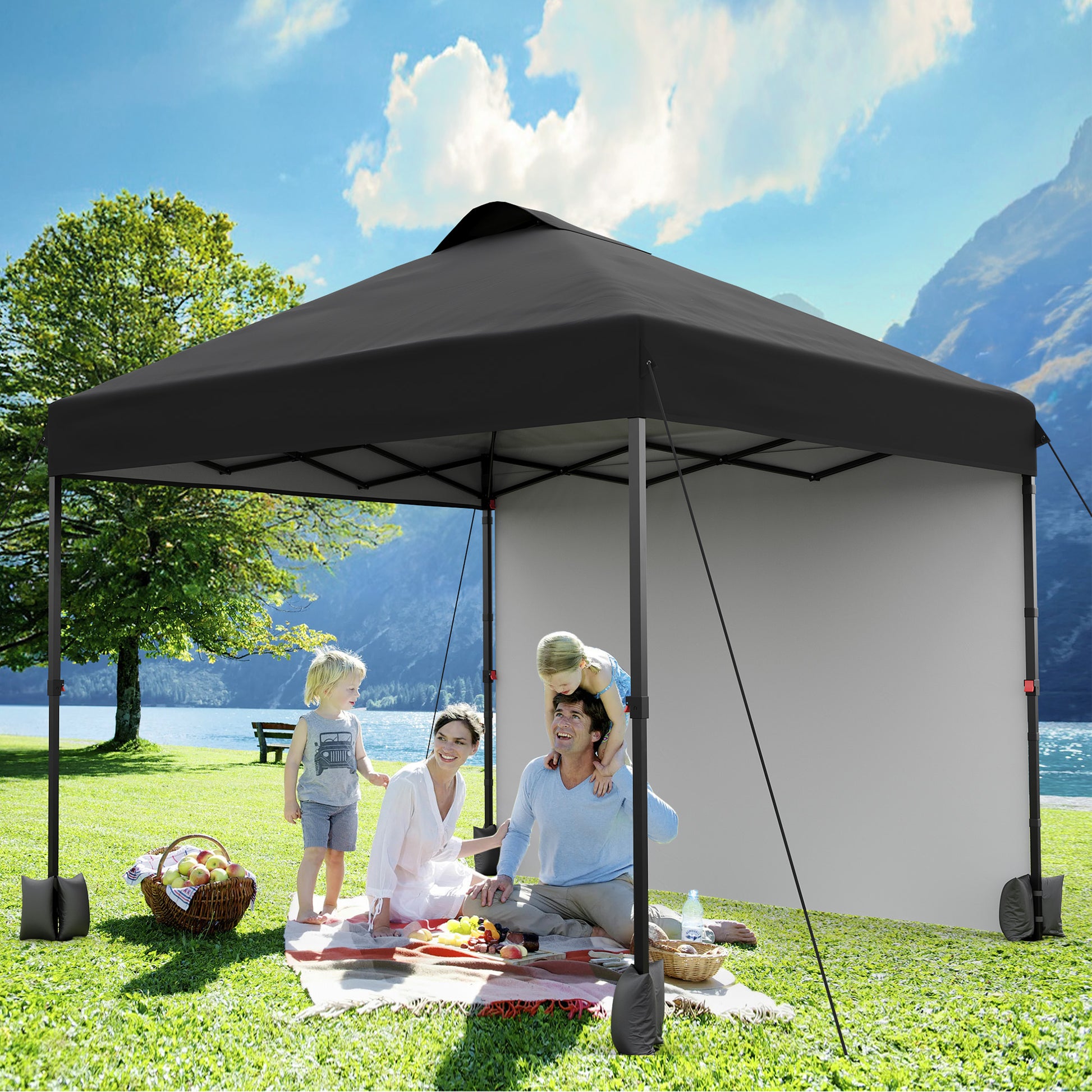 Garvee 10'x10' Pop Up Tent, Pop Up Canopy With Sidewall, UPF 50+, Easy to Set Up Outdoor Canopy, Adjustable Portable Gazebo for Parties, Camping, Gazebo With Wheel Cover Bag, 4 Sand Bags, 4 Ropes and 8 Spikes