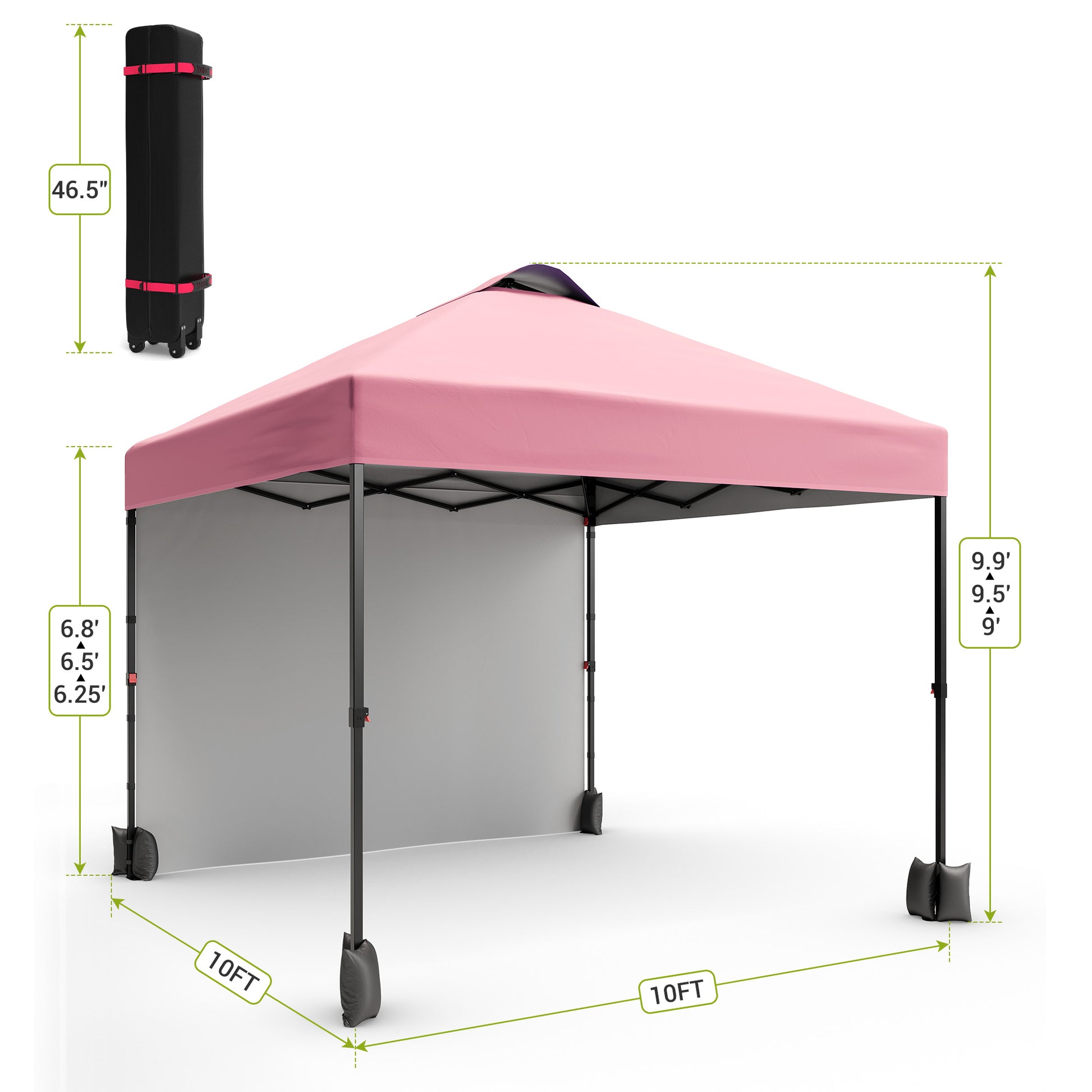 Garvee 10'x10' Pop Up Tent, Pop Up Canopy With Sidewall, UPF 50+, Easy to Set Up Outdoor Canopy, Adjustable Portable Gazebo for Parties, Camping, Gazebo With Wheel Cover Bag, 4 Sand Bags, 4 Ropes and 8 Spikes