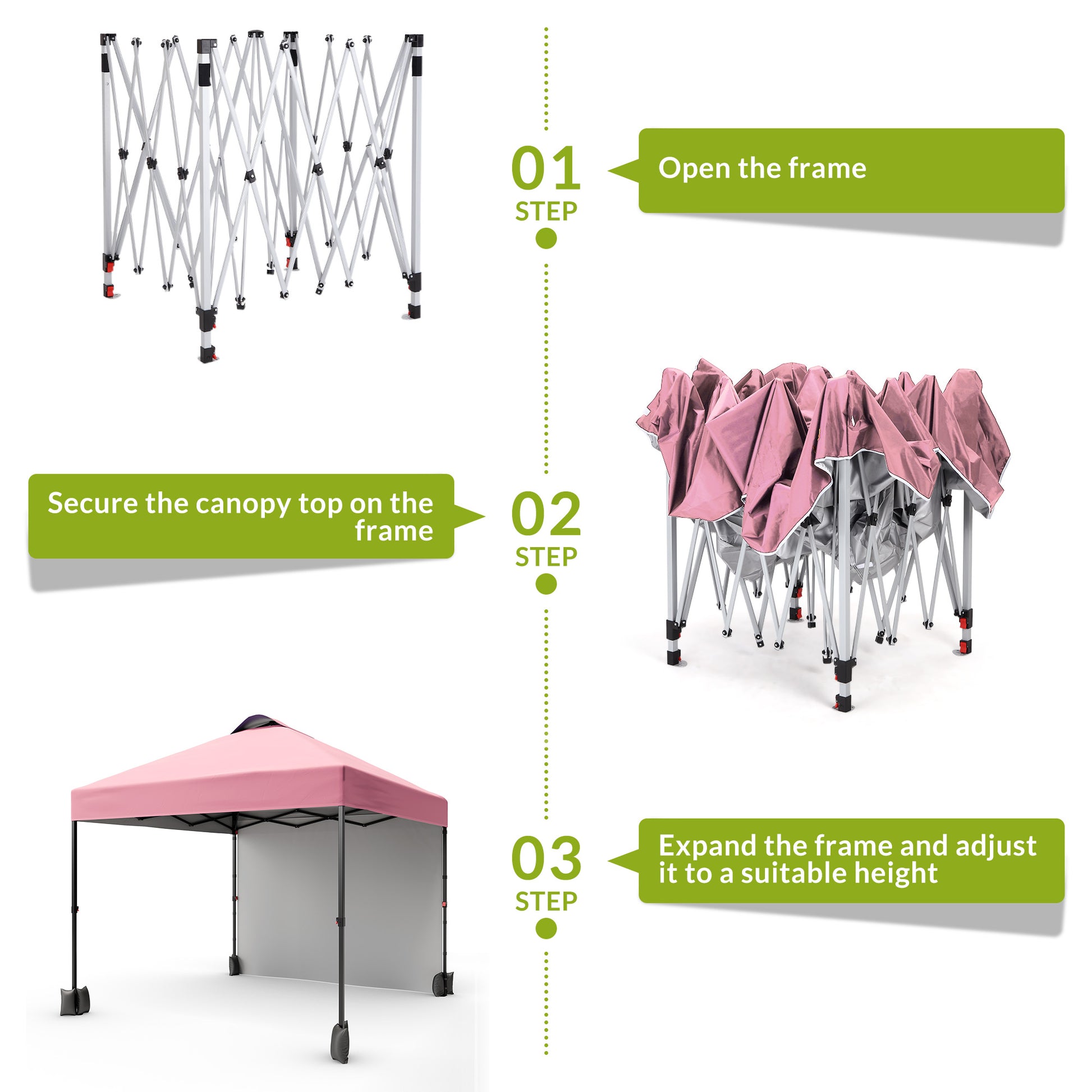 Garvee 10'x10' Pop Up Tent, Pop Up Canopy With Sidewall, UPF 50+, Easy to Set Up Outdoor Canopy, Adjustable Portable Gazebo for Parties, Camping, Gazebo With Wheel Cover Bag, 4 Sand Bags, 4 Ropes and 8 Spikes