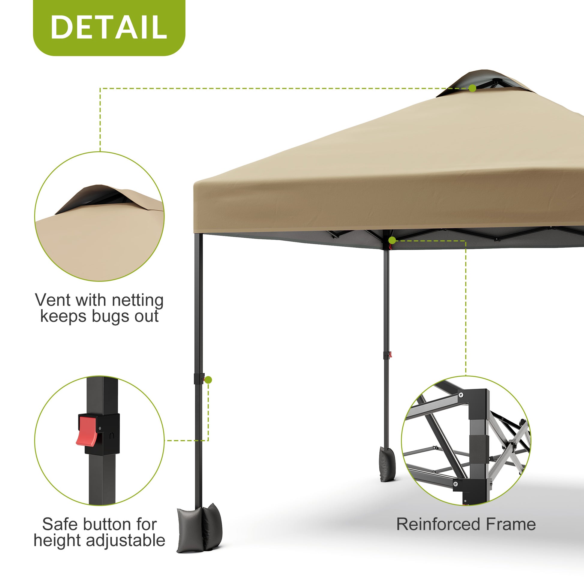 Garvee 10'x10' Pop Up Tent, Pop Up Canopy With Sidewall, UPF 50+, Easy to Set Up Outdoor Canopy, Adjustable Portable Gazebo for Parties, Camping, Gazebo With Wheel Cover Bag, 4 Sand Bags, 4 Ropes and 8 Spikes