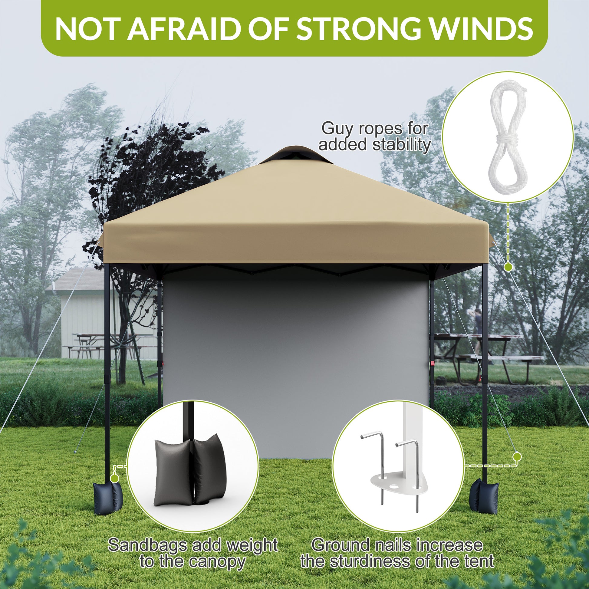 Garvee 10'x10' Pop Up Tent, Pop Up Canopy With Sidewall, UPF 50+, Easy to Set Up Outdoor Canopy, Adjustable Portable Gazebo for Parties, Camping, Gazebo With Wheel Cover Bag, 4 Sand Bags, 4 Ropes and 8 Spikes