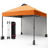 Garvee 10'x10' Instant Pop Up Canopy Patio Tent Commercial Portable Gazebo w/ Removable Sidewall, Silver Coating & Wheeled Bag | Sun & Rain Protection | Adjustable Height (Orange). - Orange