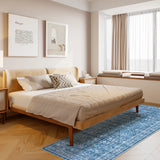 Garvee Oriental Runner Rug - Non-Slip Washable Low-Pile Vintage Carpet, Stain Resistant for Hallway Kitchen Bedroom - Blue