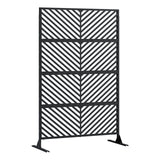 Garvee 70.1" H×47.2" W Metal Privacy Screen, Freestanding Outdoor Privacy Screen with Stable Base for Deck, Porch, Patio, Outdoor and Balcony(Consists of 4 Panels), Black - Black