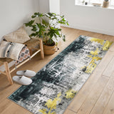 Garvee Washable Area Rug Large Cream Colorful Boho Vintage Bedroom Ultra-Thin Floral Carpet - Green
