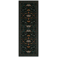 Garvee 2' x 6' Black Botanical Insect Runner Rug, Washable Non-Slip Low-Pile Moth & Butterfly Rug for Hallway, Kitchen & Entryway