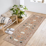 Garvee Insect Washable Rugs for Living Room, Soft Area Rug 6x9 Rug for Bedroom Ultra-Thin Non Slip Dining Room Rug, Stain Resistant Black Rug Large Carpet for Office Nursery - Camel
