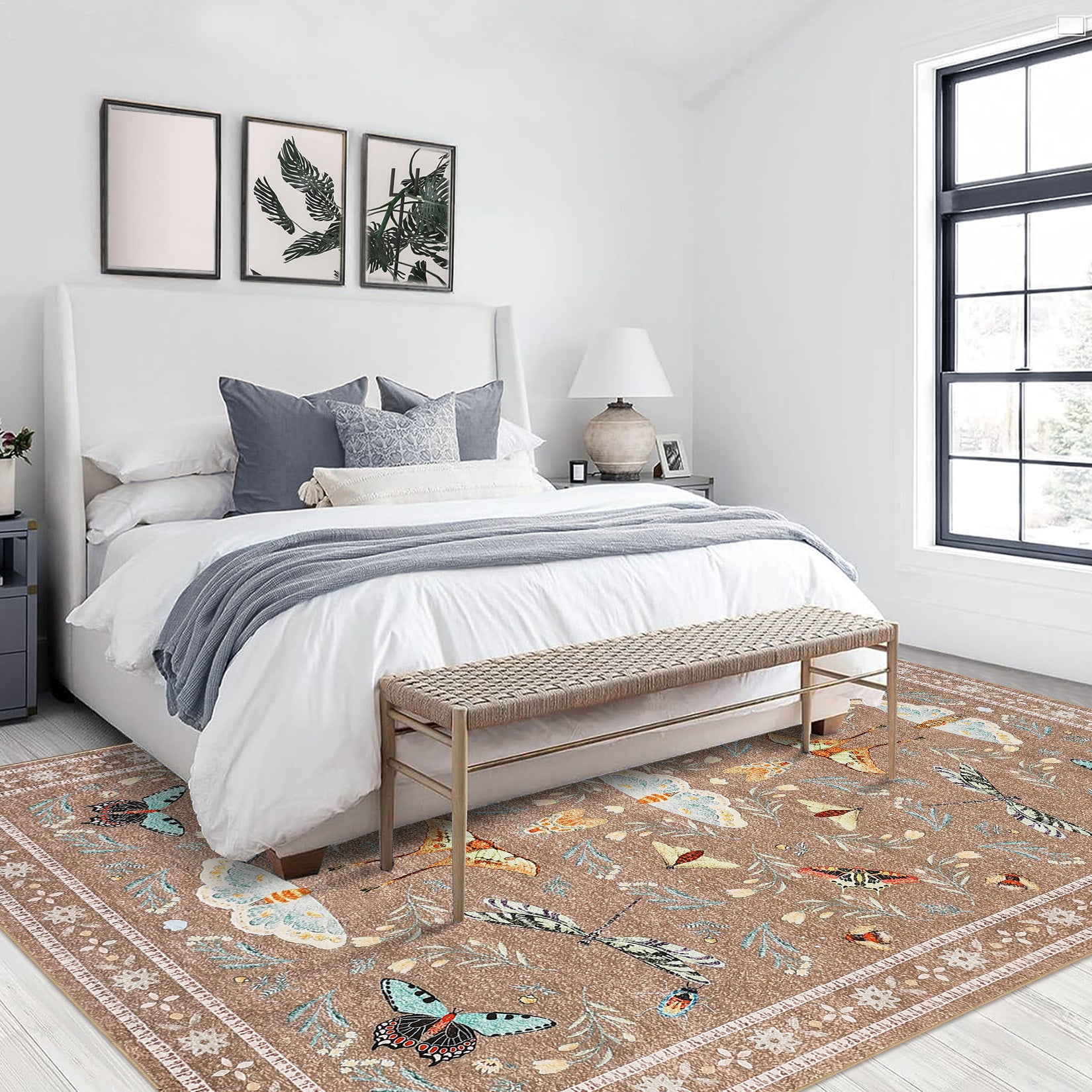 Garvee Insect Washable Soft Area Rugs for Living Room Bedroom Ultra-Thin Non Slip Dining Room Stain Resistant Rug Large Carpet for Office Nursery Bedroom