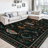 Garvee Insect Washable Soft Area Rugs for Living Room Bedroom Ultra-Thin Non Slip Dining Room Stain Resistant Rug Large Carpet for Office Nursery Bedroom - Black