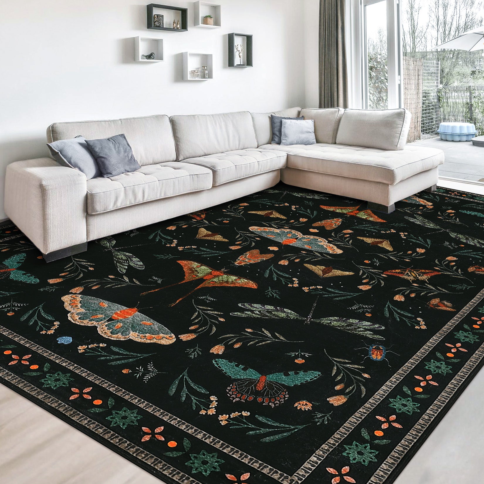 Garvee Insect Washable Soft Area Rugs for Living Room Bedroom Ultra-Thin Non Slip Dining Room Stain Resistant Rug Large Carpet for Office Nursery Bedroom