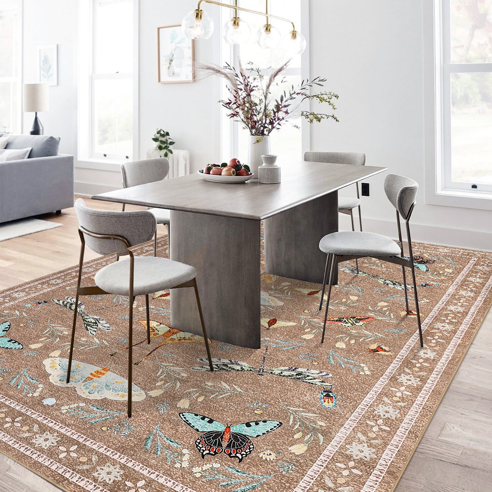 Garvee Insect Washable Soft Area Rugs for Living Room Bedroom Ultra-Thin Non Slip Dining Room Stain Resistant Rug Large Carpet for Office Nursery Bedroom