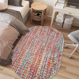 Garvee Modern Multicolor Oval 3x5 Area Rug Braided Print Floor Cover with Non-Slip Backing, Contemporary Indoor Carpet, Foldable Low Pile Accent Rug for Bedroom, Living Room - Multicolor