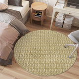 Garvee Modern Camel 4'-Round Area Rug Braided Print Circle Rug with Non-Slip Backing, Contemporary Indoor Carpet, Foldable Low Pile Floor Cover for Bedroom, Living Room - Camel