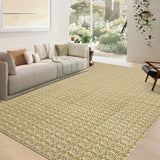 Garvee Modern Camel 5x7 Area Rug Braided Print Floor Cover with Non-Slip Backing, Washable Contemporary Indoor Carpet, Foldable Low Pile Throw Rug for Bedroom, Living Room - Camel
