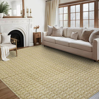 Garvee Modern Camel 5x7 Area Rug Braided Print Floor Cover with Non-Slip Backing, Washable Contemporary Indoor Carpet, Foldable Low Pile Throw Rug for Bedroom, Living Room