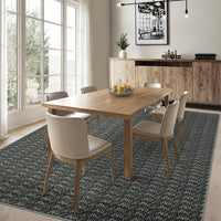 Garvee Modern Black 9x12 Large Area Rug Braided Print Living Room Rug with Non-Slip Backing, Contemporary Indoor Carpet, Foldable Low Pile Floor Cover for Dining Room, Bedroom, Black
