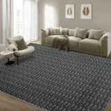 Garvee Modern Black 9x12 Large Area Rug Braided Print Living Room Rug with Non-Slip Backing, Contemporary Indoor Carpet, Foldable Low Pile Floor Cover for Dining Room, Bedroom, Black - Black