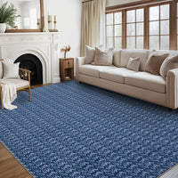 Garvee Modern Blue 10x13 Area Rug Braided Print Accent Carpet with Non-Slip Backing, Washable Contemporary Floor Cover, Foldable Low Pile Indoor Carpet for Bedroom, Living Room