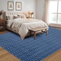 Garvee Modern Blue 6x9 Area Rug Braided Print Throw Rug with Non-Slip Backing, Washable Contemporary Accent Carpet, Foldable Low Pile Floor Cover for Living Room, Bedroom