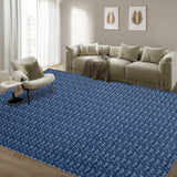 Garvee Modern Blue 6x9 Area Rug Braided Print Throw Rug with Non-Slip Backing, Washable Contemporary Accent Carpet, Foldable Low Pile Floor Cover for Living Room, Bedroom - Navy Blue