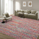 Garvee Modern Multicolor 8x10 Living Room Rug Large Braided Print Area Rug with Non-Slip Backing, Contemporary Indoor Carpet, Foldable Low Pile Floor Cover for Dining Room, Bedroom - Multicolor