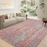 Garvee Modern Multicolor 6x9 Area Rug Braided Print Throw Rug with Non-Slip Backing, Washable Contemporary Accent Carpet, Foldable Low Pile Floor Cover for Living Room, Bedroom - Multicolor